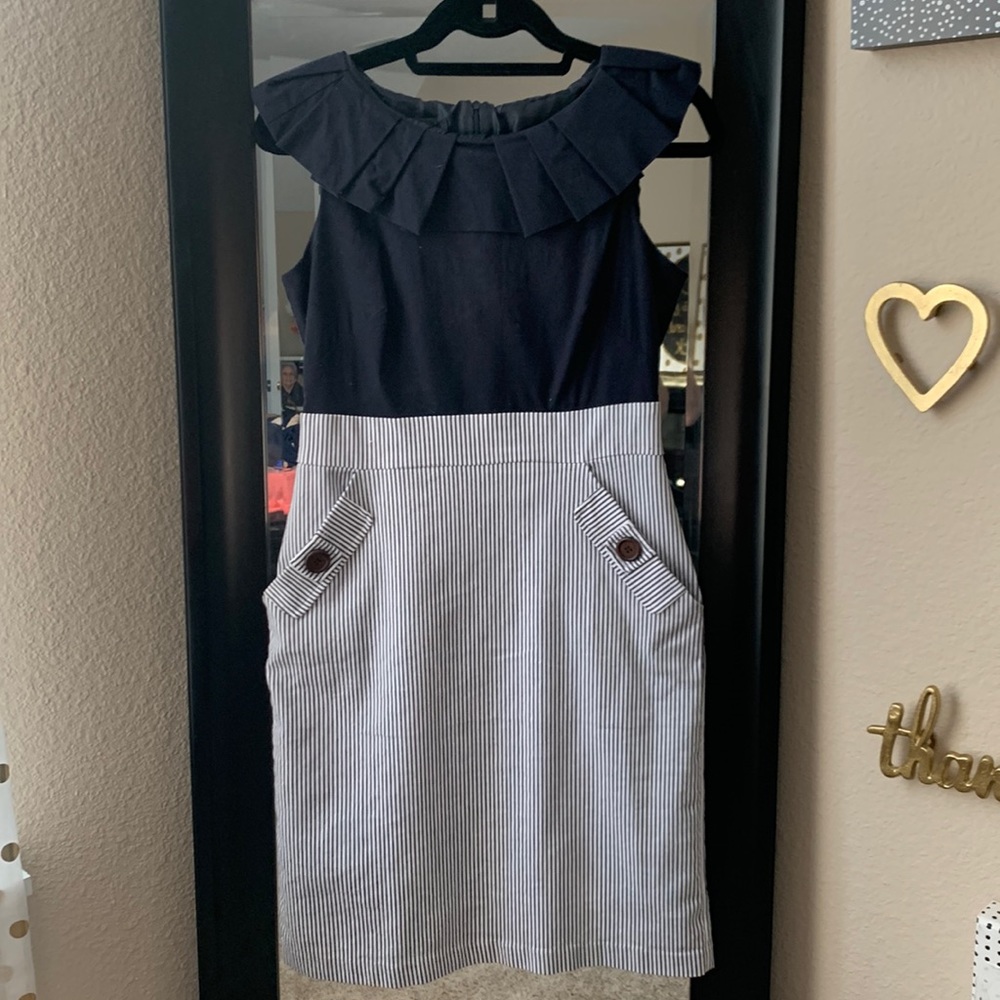 Navy White Sailor Stretch Dress